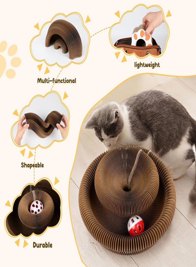 Grenben Magic Organ Cat Scratching Board, Cat Accordion Toy with Ball, Foldable Accordion Cats Toy, Interactive Scratch Pad Cats Toy with Toy Bell Ball - Image 5
